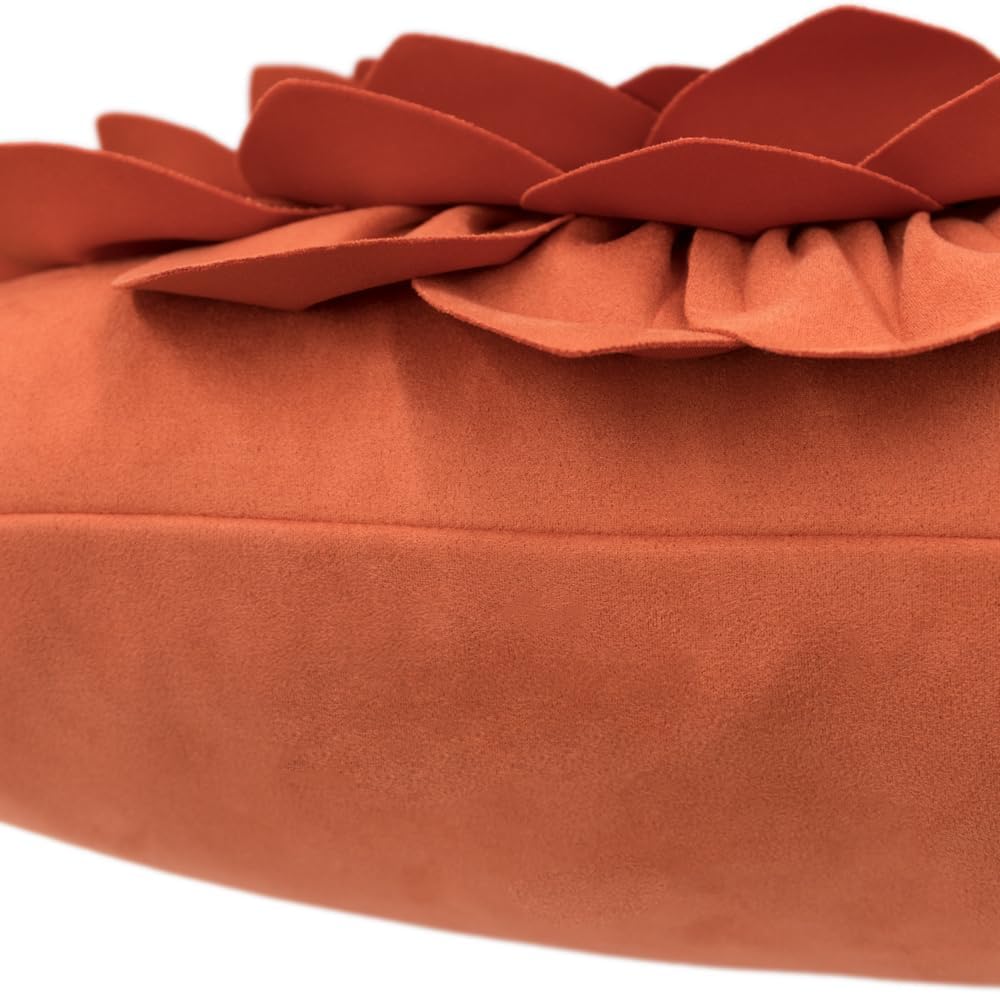 Fall Decorative 3D Flower Throw Pillow Covers Handmade Pillowcases for Sofa Bed Home Room Decor 18 x 18 Inch Pumpkin Orange