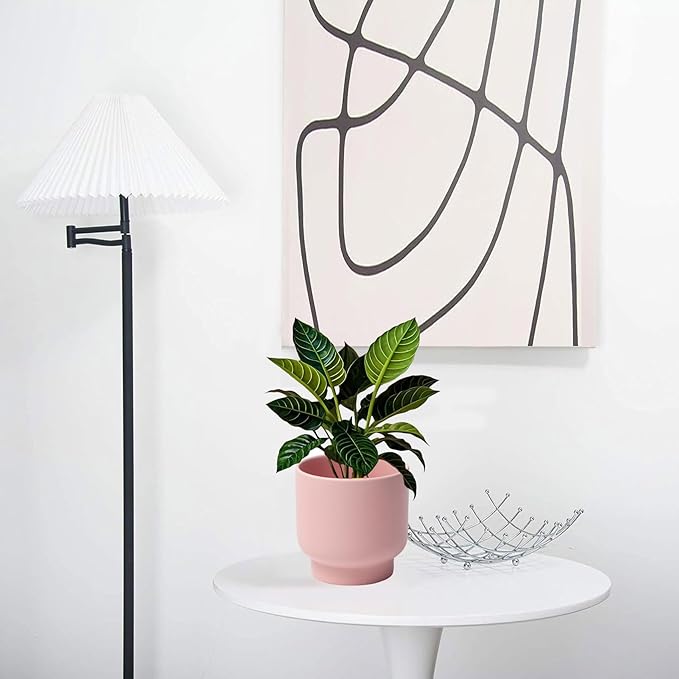 LB Pink Ceramic Plant Pots for Indoor Plants, Succulent Planters Ceramic Plant Pot, Cute Flower Pots for Living Room Office Home Decor, Round Flower Pot of 4.3 Inch(Plant Not Included)