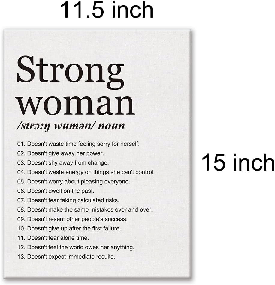 LEXSIVO Strong Woman Definition Print Canvas Wall Art Home Office Decor Modern Minimalist Feminist Painting 12x15 Canvas Poster Framed Ready to Hang Inspirational Gift