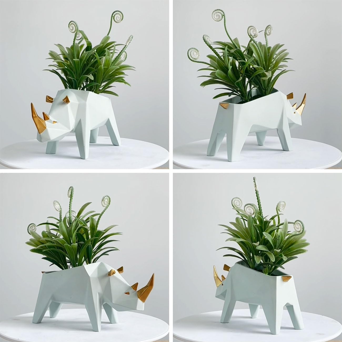 HAUCOZE Amoy-Art Rhino Gifts Planter Animal Decor Statue Modern Sculpture Figurine Succulent Cacuts Pot Centerpiece Ornament Polyresin Arts Crafts 18cm