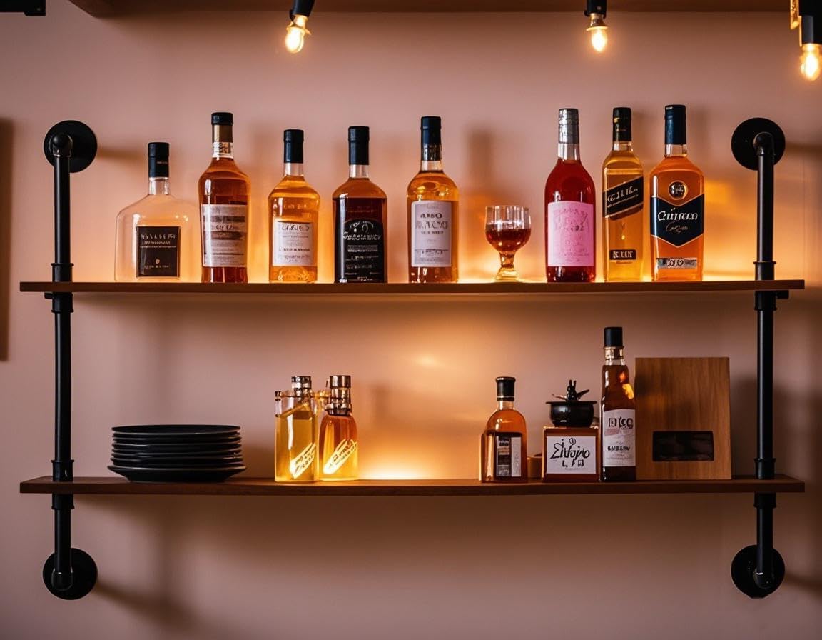 Industrial Pipe Shelving 48inch Wall Mounted, Rustic Floating Shelves with Wood Shelf, 2 Tier Farmhouse Bathroom Shelves Over Toilet, Industrial Pipe Shelf for Kitchen, Living Room Decor