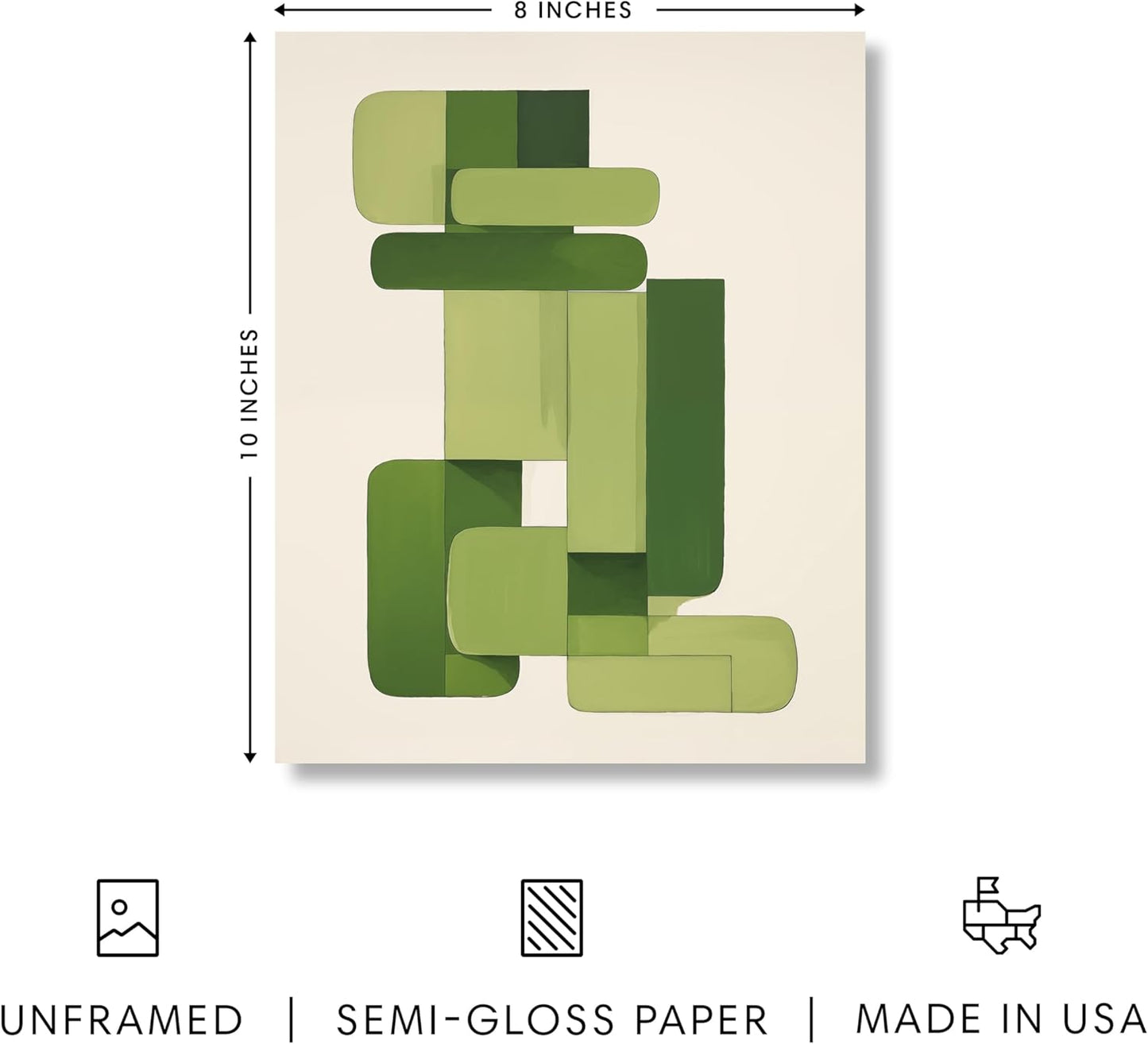 HAUS AND HUES Modern Abstract Wall Art - Blue and Green Living Room Art, Modern Artwork for Walls, Minimalist Picture for Living Room(Green Geometric, Unframed, 8x10)