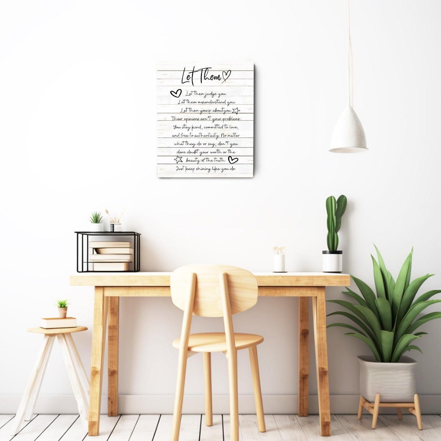 Let Them Inspirational Wall Art Framed, Mental Health Wall Decor, Motivational Positive Affirmations Canvas Wall Art Prints for Home Bedroom Living Room Office, 12x16 Inches