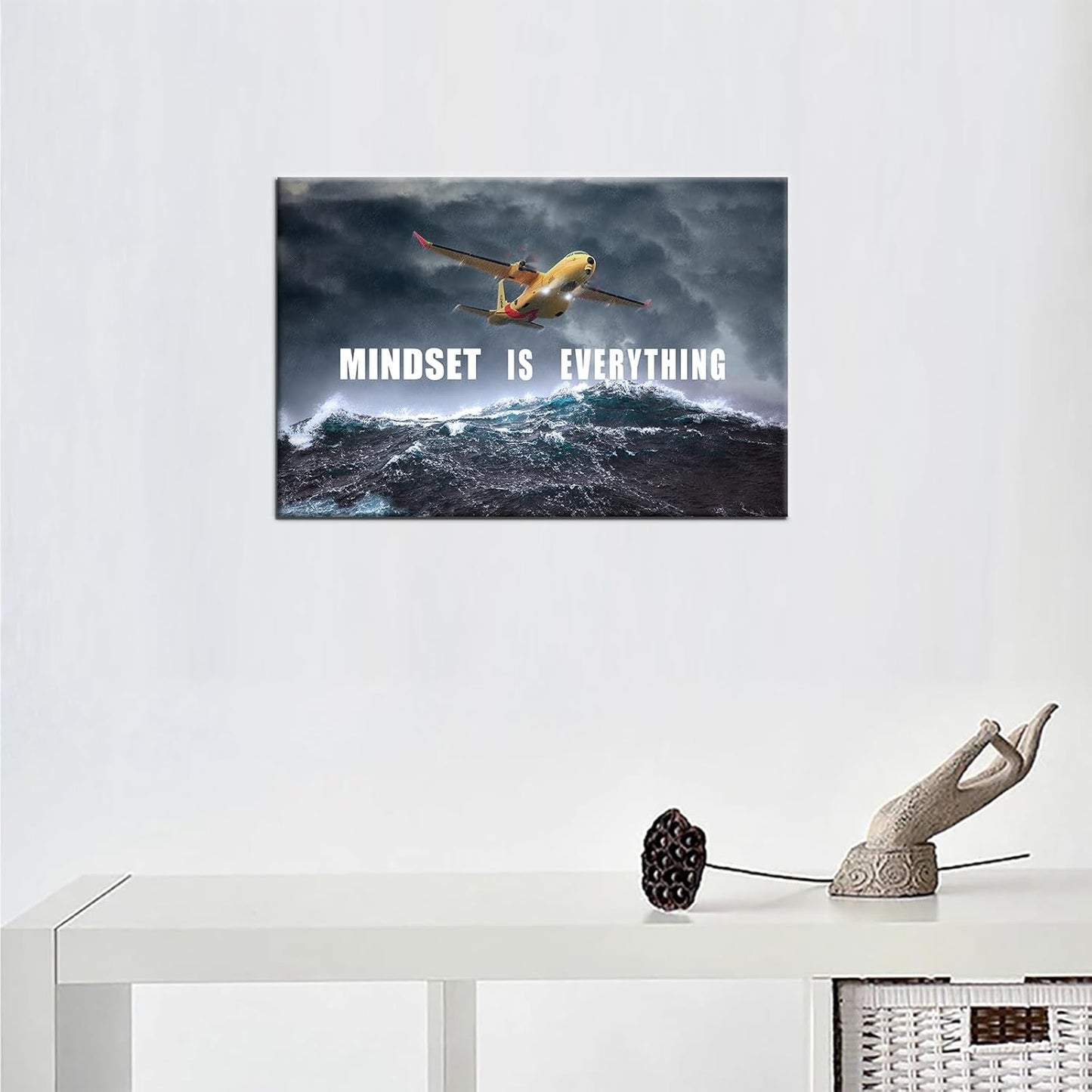 GoForArt Dream Big Motivational Canvas Wall Art, Inspirational Famous Quote Bedroom Living Room Decor, Positive Modern Landscape Mountain Office Dorm Room Poster Print (Airplane, 12.00" x 18.00")