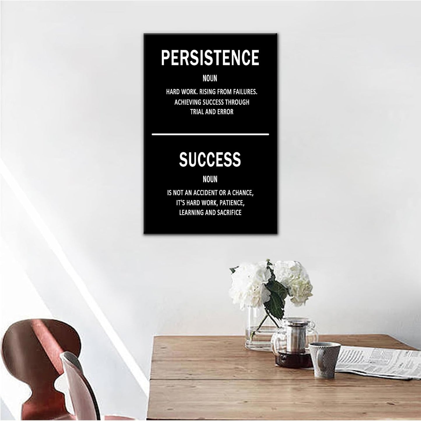 Inspirational Canvas Wall Art Office Motto Decor Quotes Success Ocean Wave Signs Painting Motivational Wall Decals for Home Office Room Decor Framed Canvas Prints Artwork [12''Wx18''H]