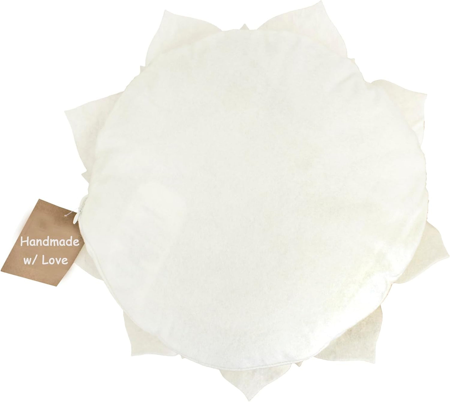 Fennco Styles Handmade 3D Heart-Shaped Petals Flower Decorative Throw Pillow Cover Only - 13" Round Ivory Floral Pillow Case for Couch, Home Décor and Holiday, Housewarming Gift