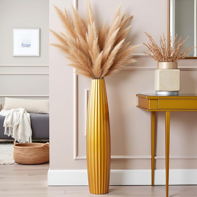 Floor Vases, Tall Floor Vase 23.6 inch (60CM, 1.96FT) Tall Vases, Sturdy Gold Vase for Living Room Decor, Resin Gold