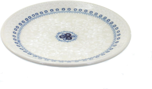 Blue Rose Polish Pottery - Off-white Victoria Dessert Plate - 7" Diameter - Beautiful Plate for Cake, Appetizers, or Snacks