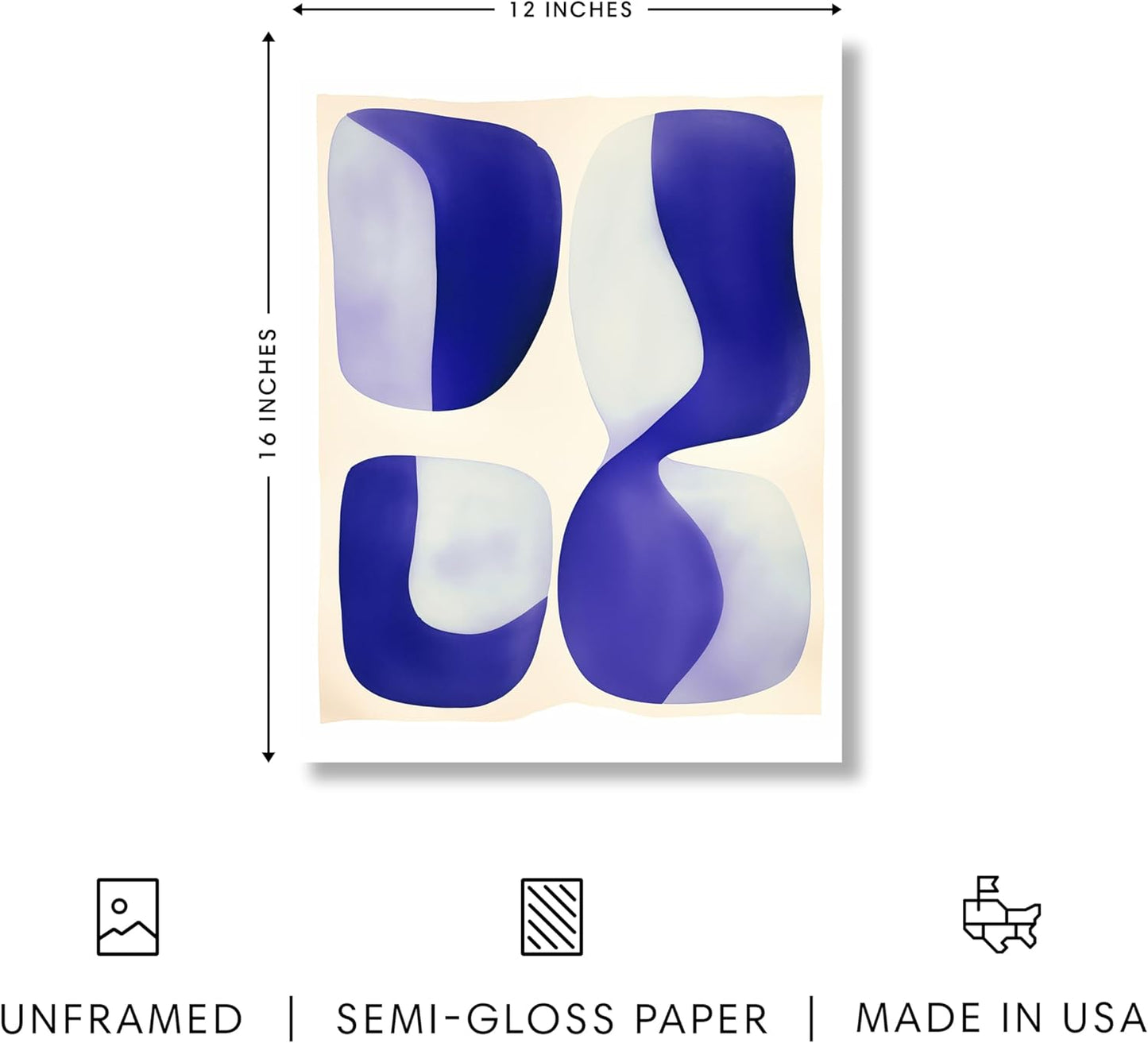 HAUS AND HUES Modern Abstract Wall Art - Blue and Green Living Room Art, Modern Artwork for Walls, Minimalist Picture for Living Room(Blue Tribal Shapes 2, Unframed, 12x16)