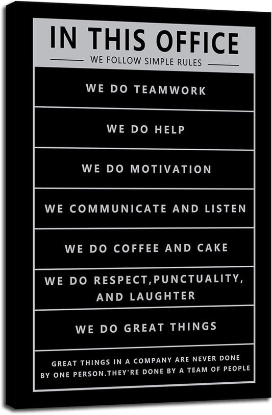 In This Office Inspirational Canvas Wall Art for Office Motivational Entrepreneur Quotes Poster Painting Print Teamwork Office Wall Decor Artwork Living Room Framed Ready to hang[24''W x 36''H]