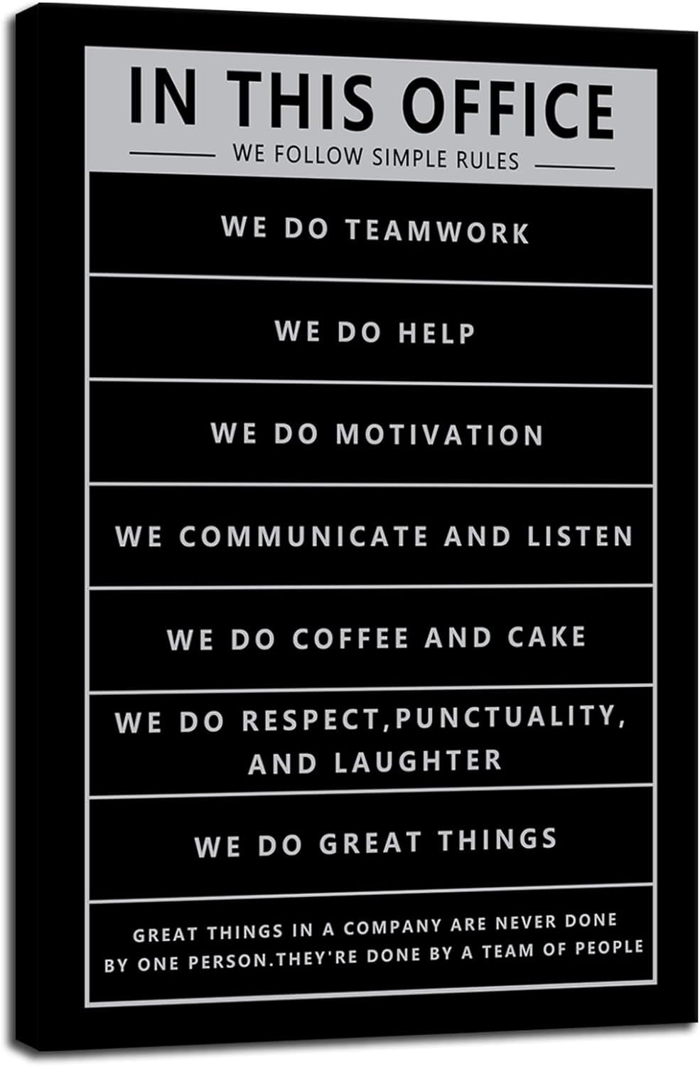 Inspirational Wall Art Inspirational Picture Office Quotes Theme Wall Decor for Motivational Teamwork In This Office Posters Print Artwork Canvas Framed Office Wall Decor[12''W X 18''H]