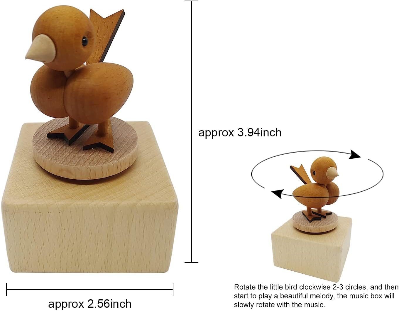 Cute Little Bird Mini Music Box, Little Animals Wooden Mechanical Music Box, The Music Box Gift That Sings by My Side, Best Gift for Boy Girl Friends Singing Music Gift Box