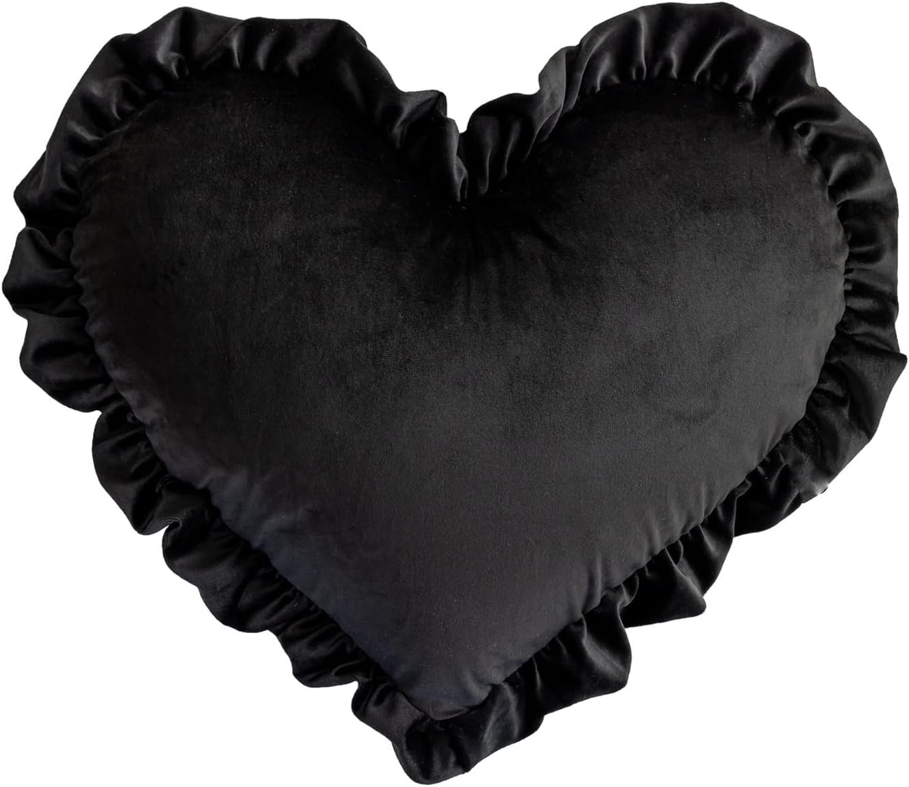 Heart Pillows, Cute Soft Room Decor Ruffled Love Heart Shape Throw Pillows Sofa Cushion Pillow for Living Room Bed Chair Car Floor Home Decoration, Black