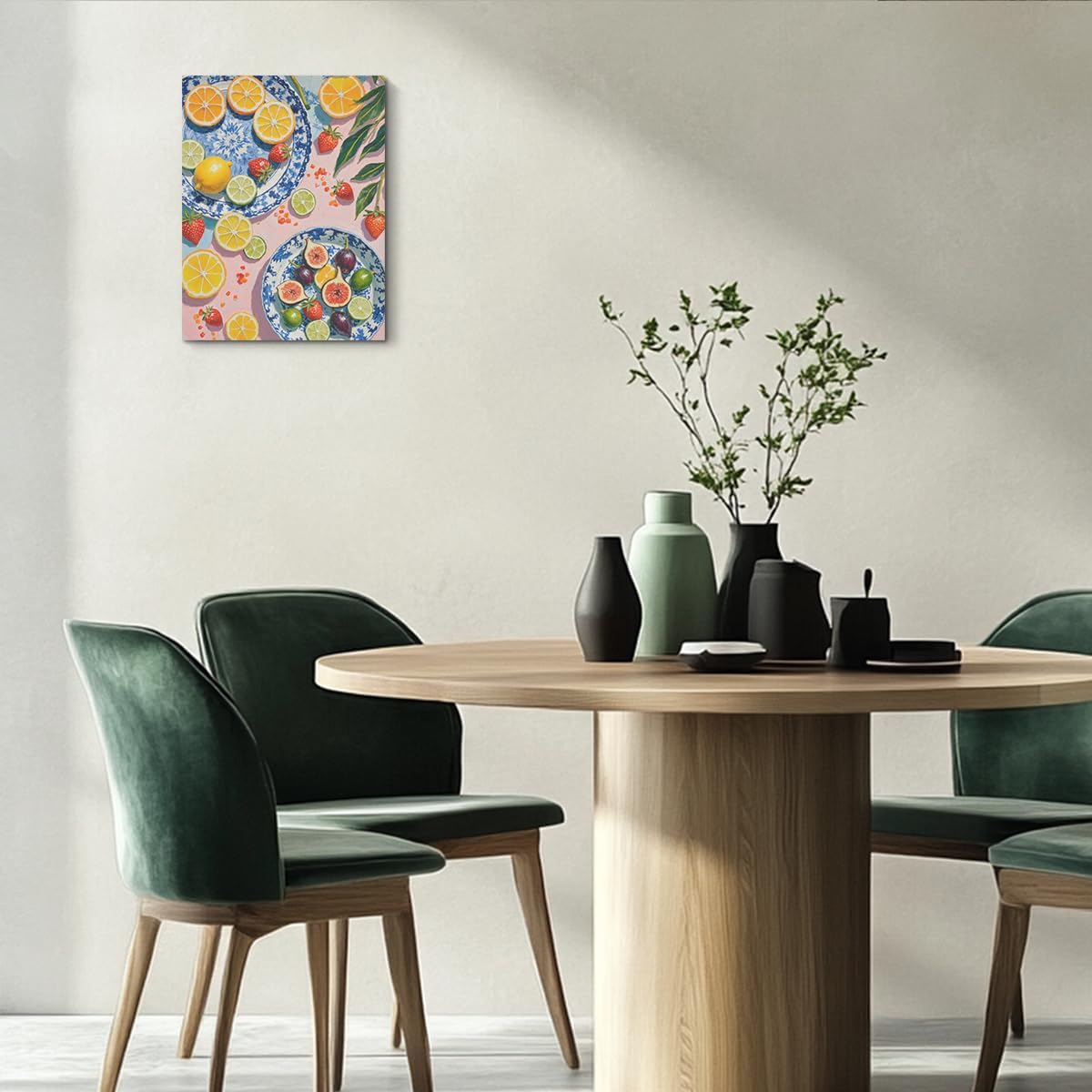 Italy Lemon Wall Art, Citrus Fruit Botanical Still Life Oil Painting Canvas Framed Prints Modern Decorations, Summer Aesthetic Theme Poster for Living Room Dining room Entryway Farmhouse