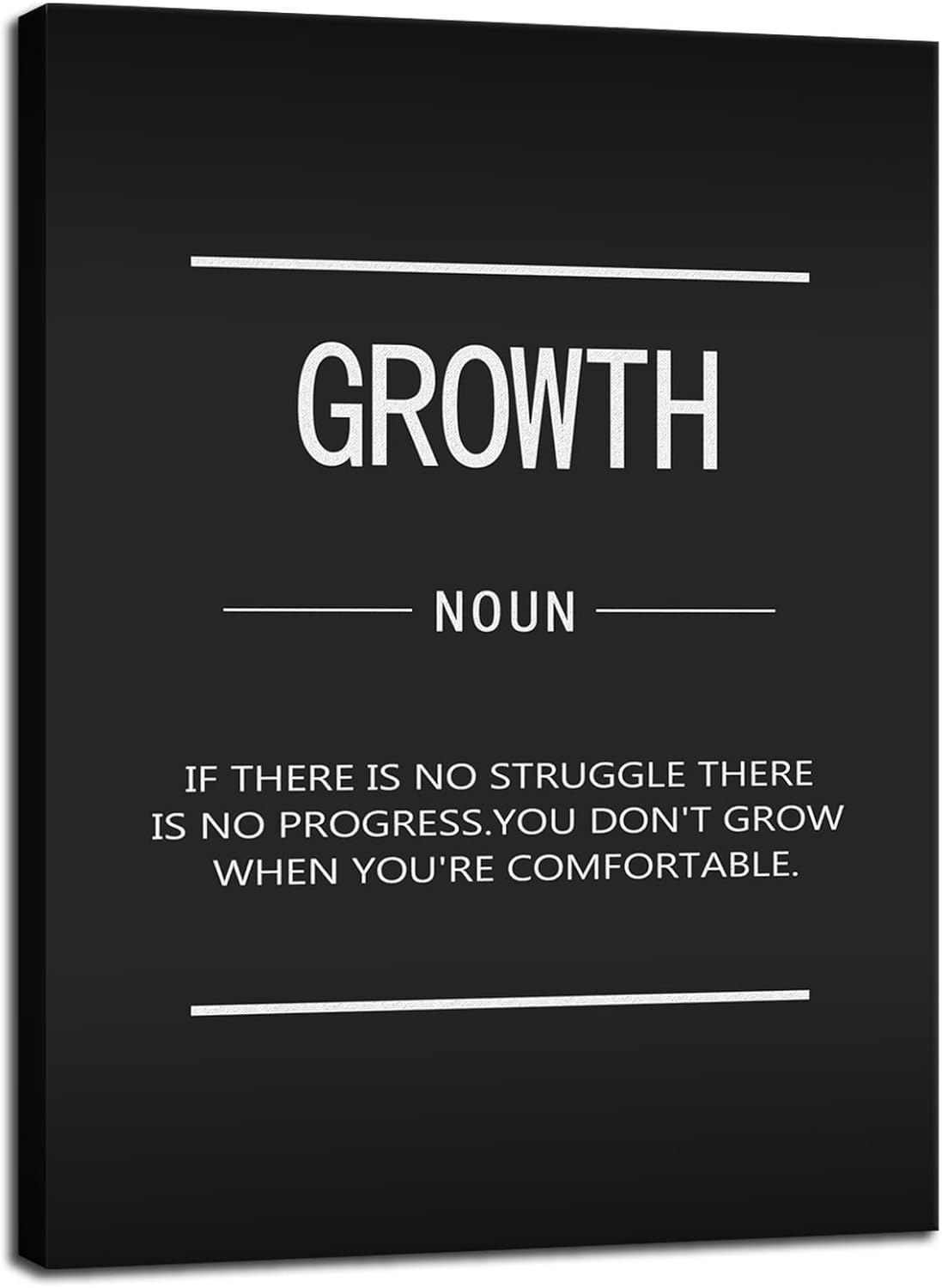 Inspirational Office Decoration Canvas Wall Art Growth Noun Painting Motivational Poster Print Artwork Inspiring Proverb Picture Home Living Room Wall Decor Frame Ready to Hang[30″W X 40′'H]