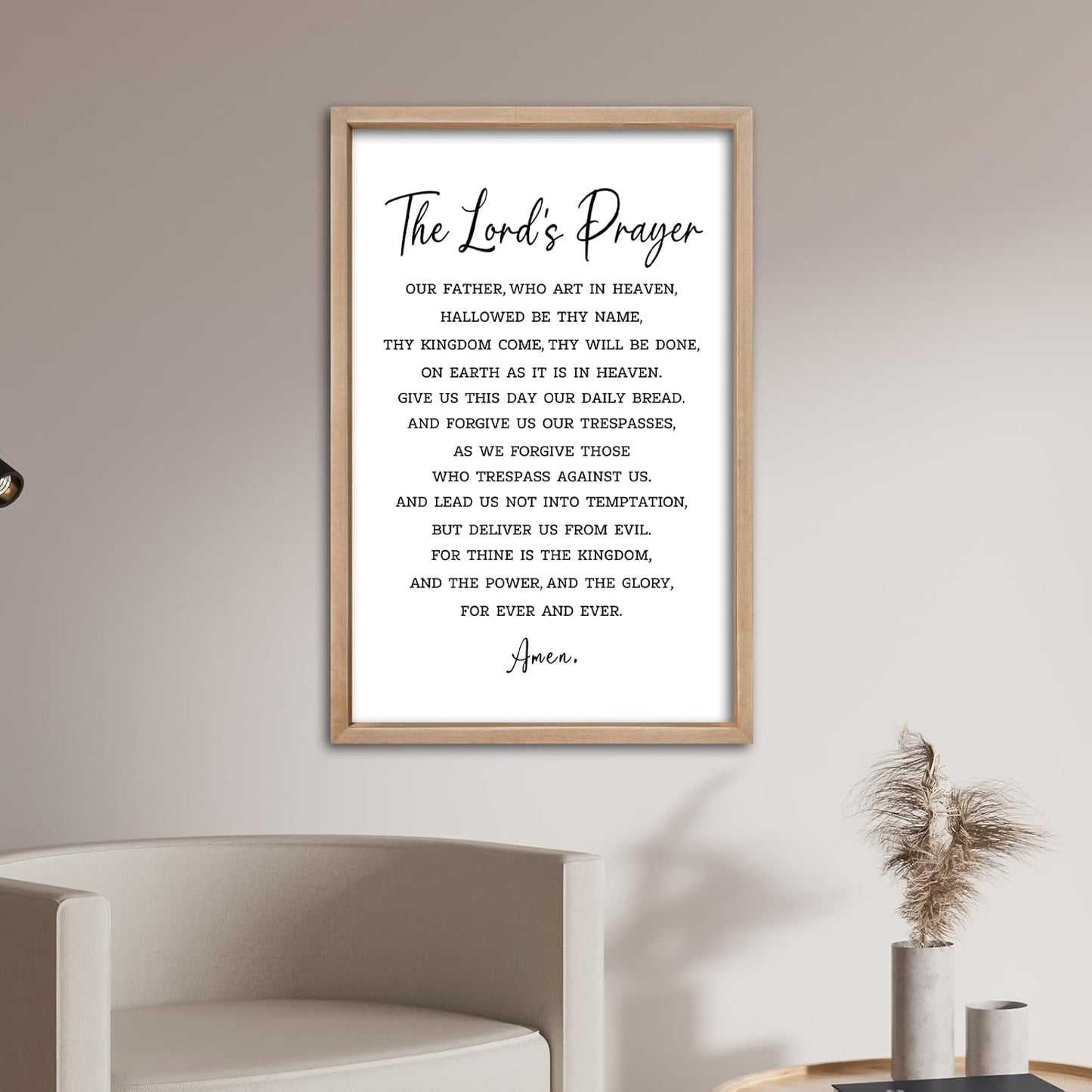 comurdyo Christian Wall Art The Lords Prayer Rustic Bible Verse Wall Decor 16"×11" Our Father Prayer Inspirational Positive Religious Saying Sign God Jesus Scripture Print Hanging (Wood)