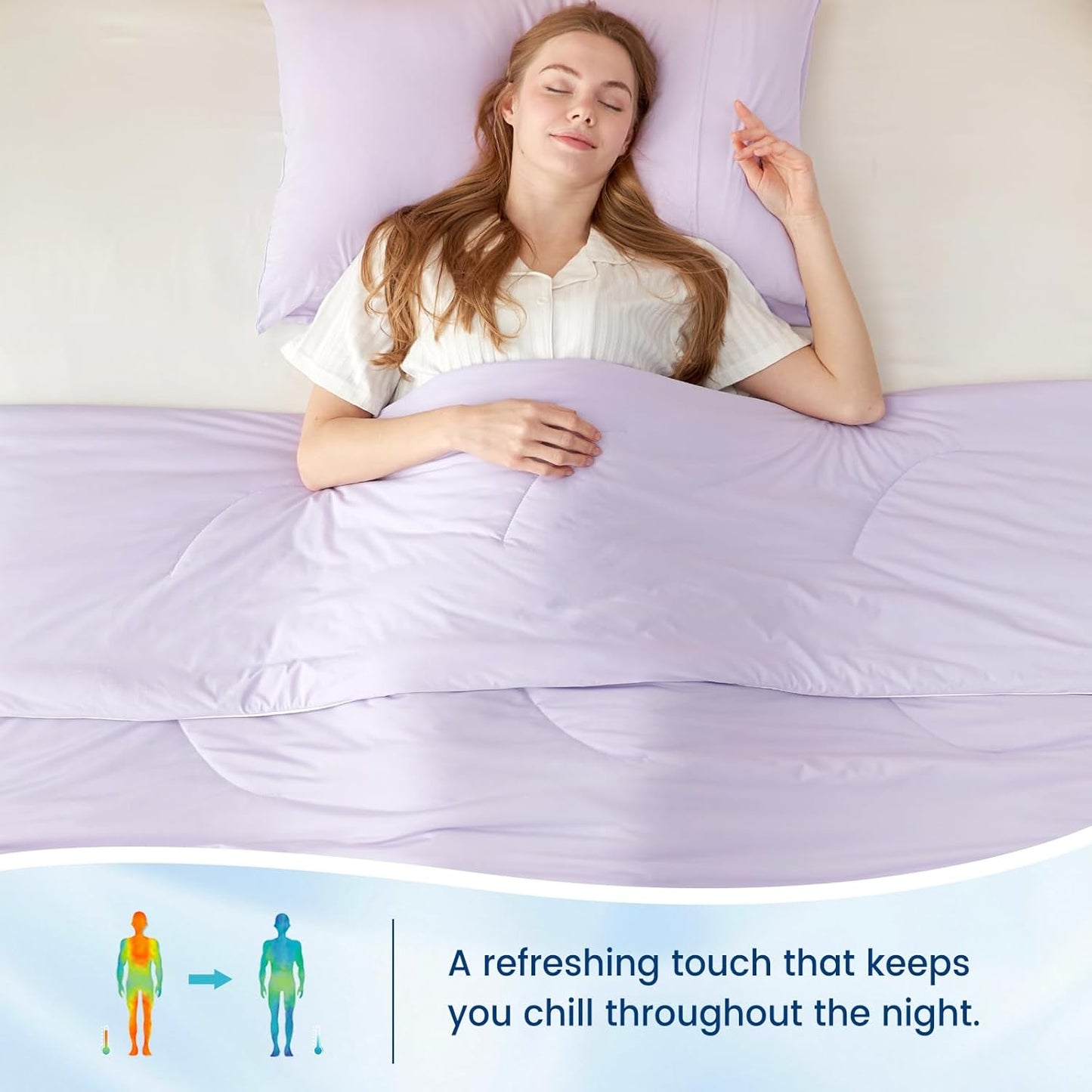 Cozy Bliss Cooling Comforter Queen Size Dual-Sided, Ultra-Soft Cooling Blankets for Hot Sleepers and Night Sweats, Breathable Lightweight Silky Smooth, Lavender Purple