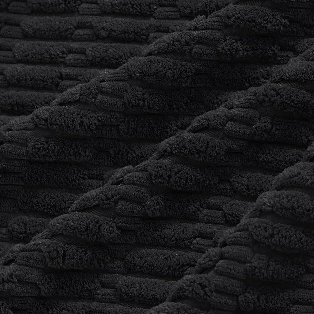 Fancy Homi 4 Packs Boho Black Decorative Throw Pillow Covers 16x16 Inch for Living Room Couch Bed Sofa, Rustic Modern Farmhouse Home Decor, Soft Plush Corduroy Cute Square Cushion Case 40x40 cm