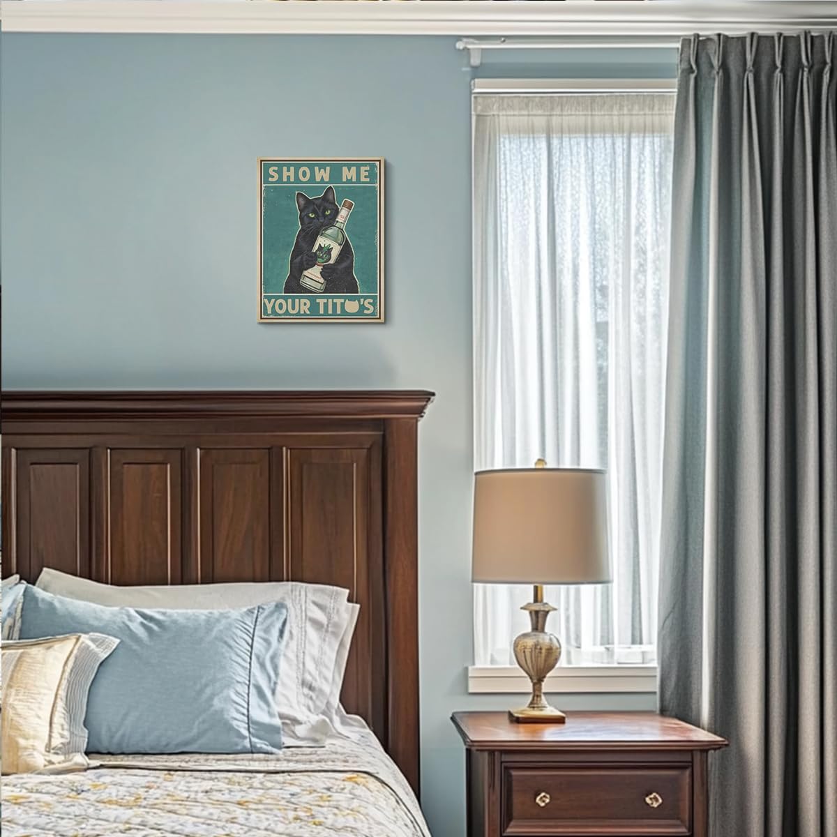 HZMLYDJ Funny Show Me Your Tito's Black Cat Poster Man Cave Sign Vintage Bar Sign Bar Wall Decor Cat Wall Art Funny Cats Gifts Retro Room Decor Funny Gifts for Cats Lovers Decor