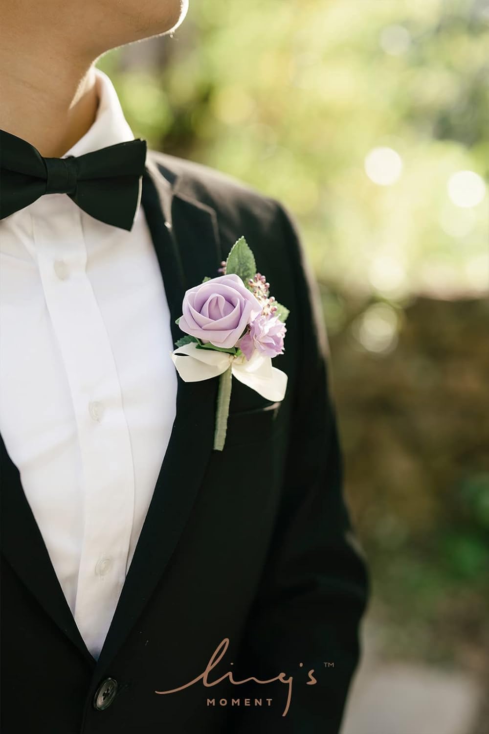 Ling's Moment Boutonniere for Men, 10pcs Groomsmen Guest Boutonniere, Artificial Flowers for Wedding Décor/Prom/Homecoming,etc.Purple Lilac