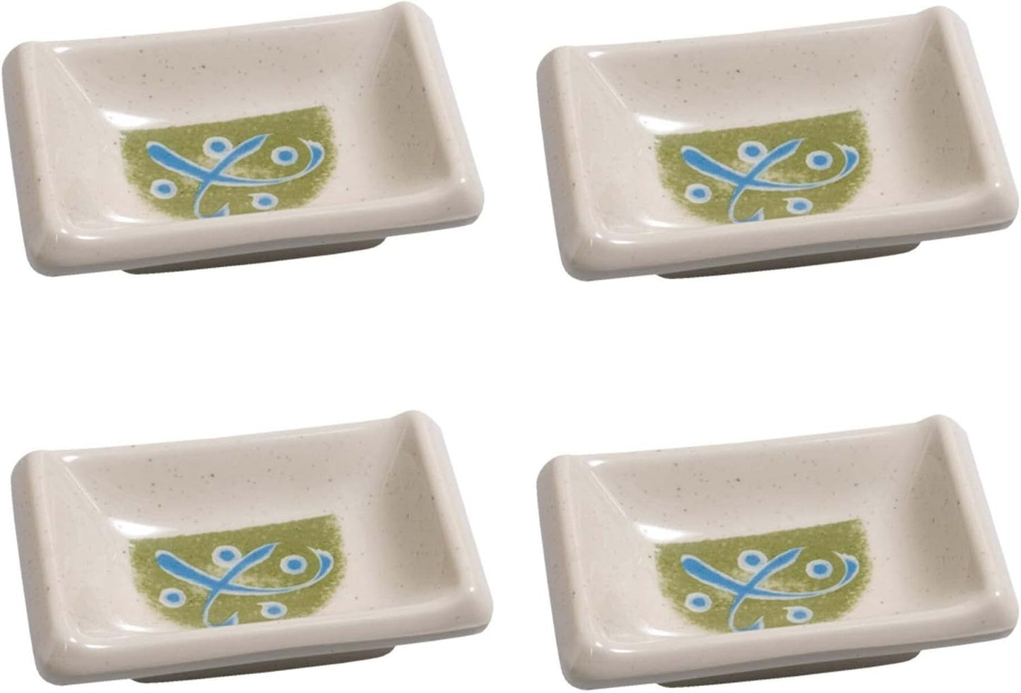 JapanBargain 2350, Set of 4 Soy Sauce Dishes Dipping Sauce Dishes Dipping Bowls Side Dishes, Green