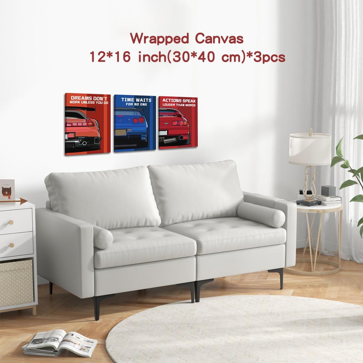 Inspirational Bible Verse Wall Art Canvas Prints Bedroom Wall Decor,Car Framed Art Posters Office Scripture Boys Bedroom Motivational Decorations Set of 3 (12"x16")