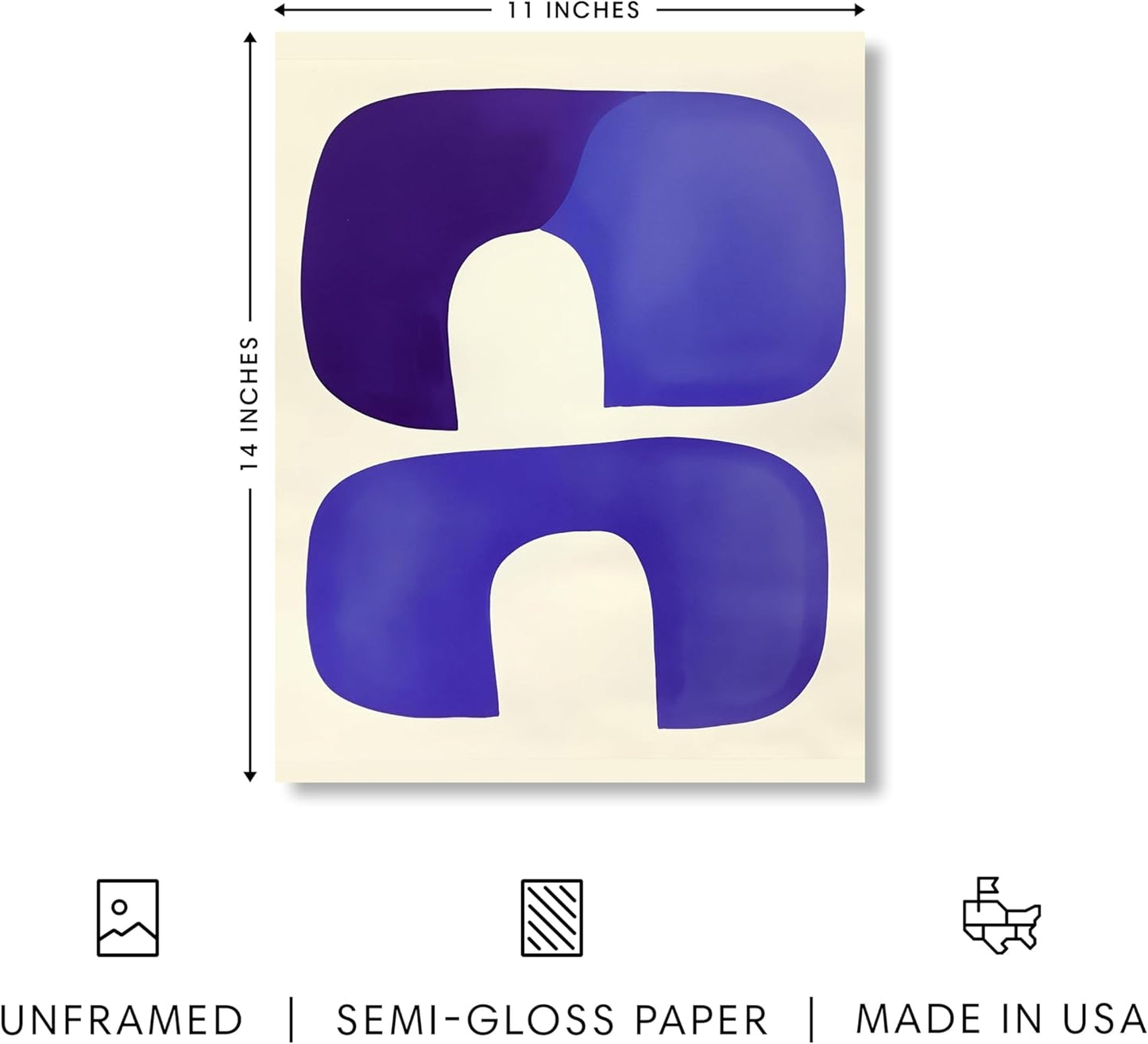 HAUS AND HUES Modern Abstract Wall Art - Blue and Green Living Room Art, Modern Artwork for Walls, Minimalist Picture for Living Room(Blue Tribal Shapes, Unframed, 11x14)