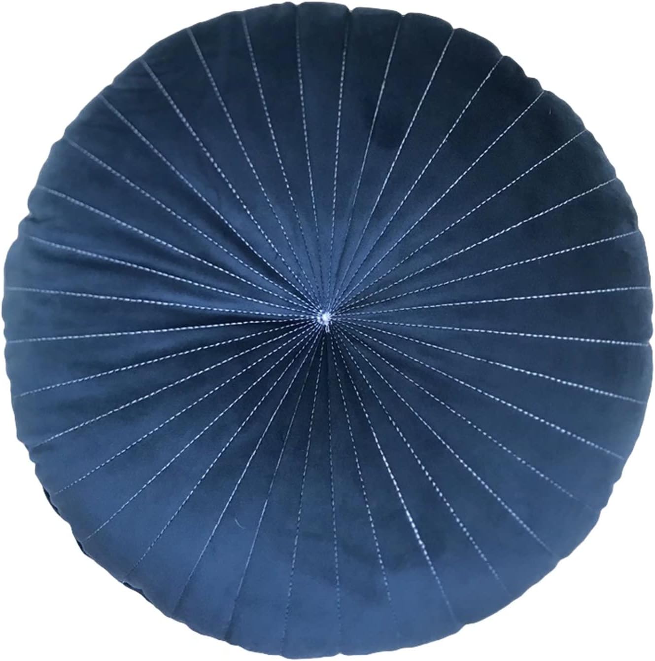 HLOVME Round Pillow Cushion for Couch Velvet Decorative Small Throw Pillow Solid Color for Living Room Bed Floor 15.7”, Navy Blue