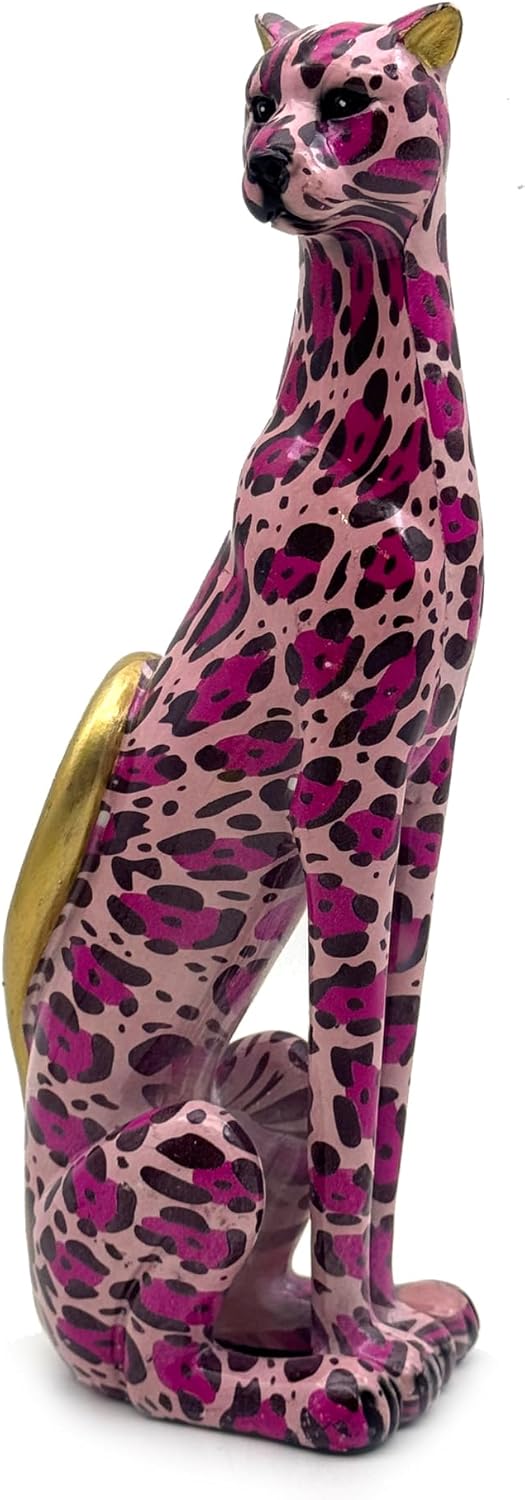 Colorful Leopard Statue Art Figurine Sculpture Collectible Gifts for Leopard Lover Office Home Decor Desk Accessories Decoration Garden Figurines Outdoor Decor (Color B)