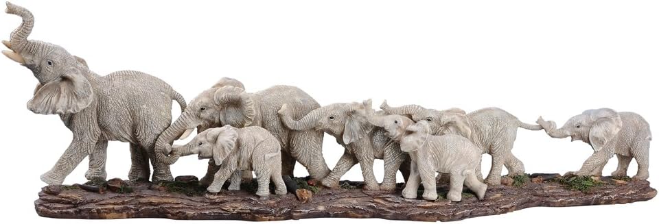 Comfy Hour Our Cute Elephant Friends Collection 16" Roaming Elephant Group Wildlife Figurine Statue Sculpture, Stone Resin