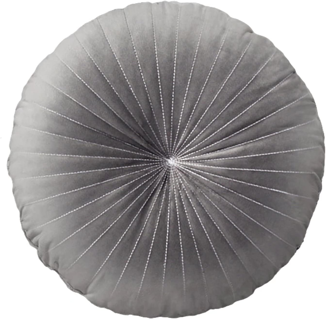 HLOVME Round Pillow Cushion for Couch Velvet Decorative Small Throw Pillow Solid Color for Living Room Bed Floor 15.7”, Gray