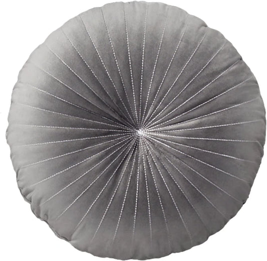 HLOVME Round Pillow Cushion for Couch Velvet Decorative Small Throw Pillow Solid Color for Living Room Bed Floor 15.7”, Gray