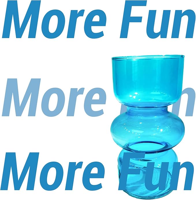 BLOFLO Blue Transparent Glass Hydroponic Vase, 7Inches Colored Glass Vase for Flower, Modern Geometric Three-Layer Floral Vases for Home Office Wedding Table Décor(Blue)