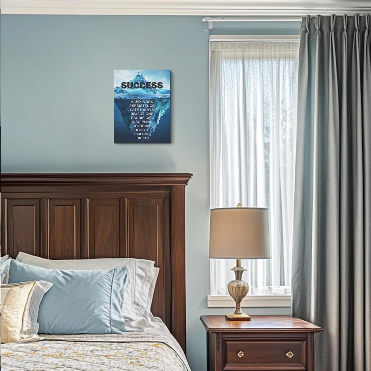 Inspirational Wall Art Success Motivational Poster Quotes Wall Decor for Living Room Bedroom Office Bathroom Canvas Print sign Framed Art Decoration Ready to Hang Positive Affirmations Wall Art