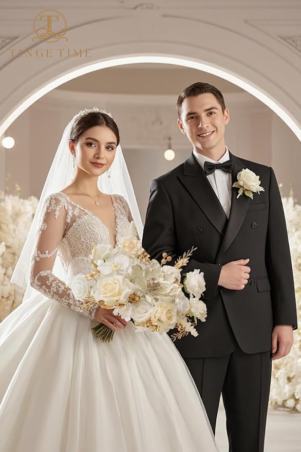 TINGE TIME Roses Artificial Flowers White Faux Flowers Bulk for DIY Bridal Wedding Bouquets Baby Shower Centerpiece Table Home Decorations（Brilliant White）