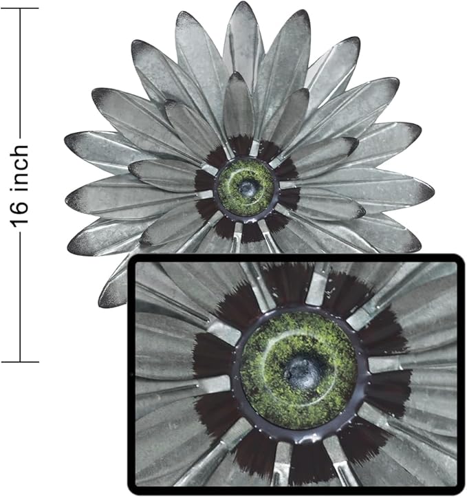 YEAHOME Metal Farmhouse Boho Wall Decor - 16'' Galvanized Wall Art Decorations Hanging for Bedroom, Living Room, Bathroom Office