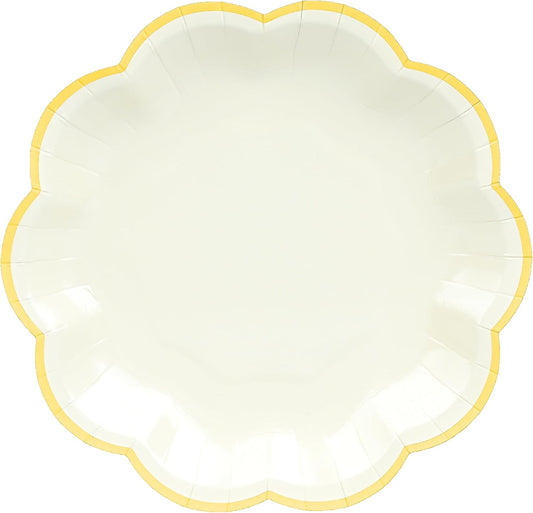 Beige Party Plates Cream Dessert Paper Plates 7inch Gold Foil Scalloped Edge Disposable Cake Plates for Tea Party Birthday Bridal Baby Shower Wedding Party Supplies (24, Beige)