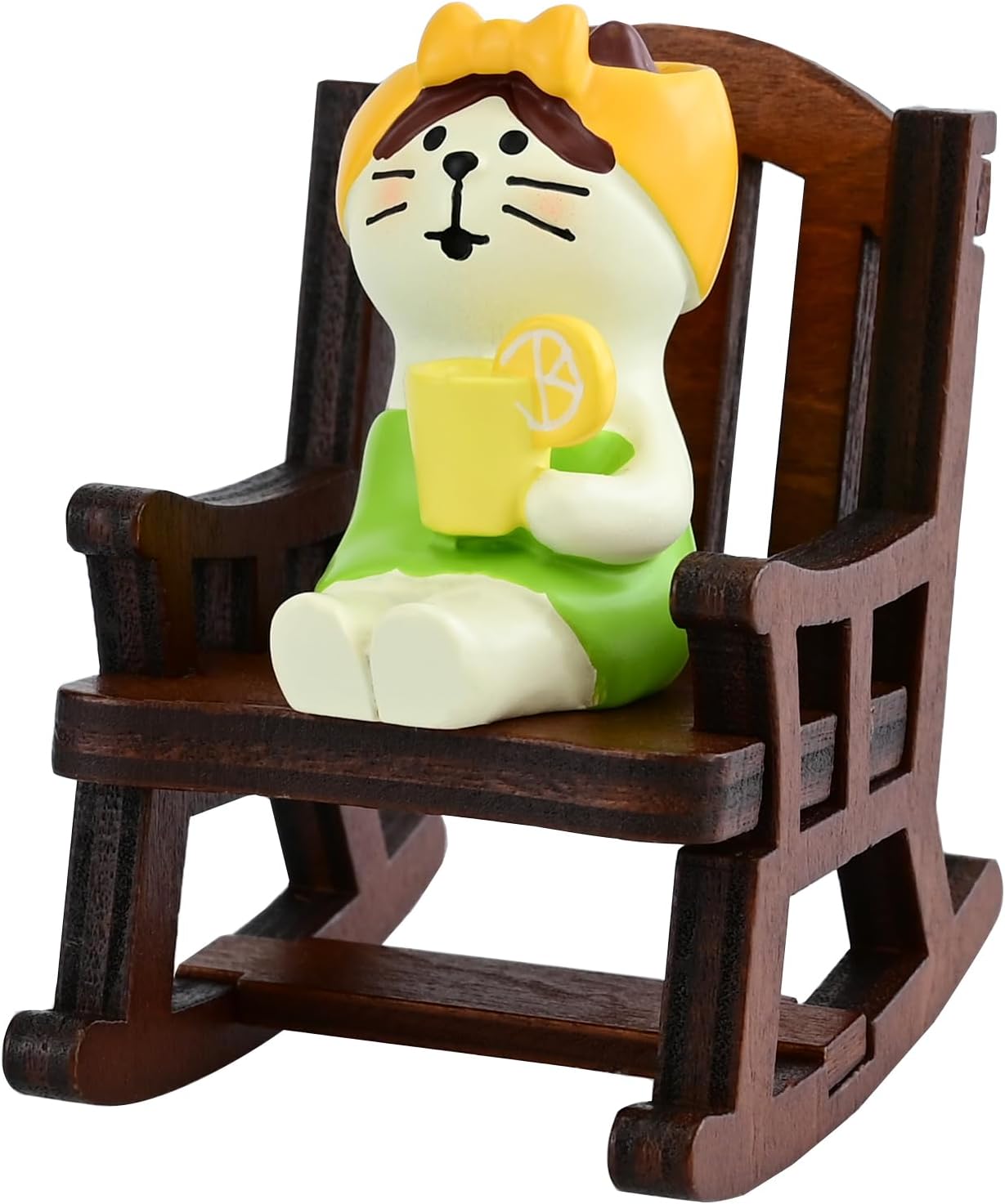 Cute Mini Cat Figurine with Rocking Chair - Resin Collectible Desk Decor, 1.5" Tiny Cat Statue for Home & Office - Gift for Cat Lovers