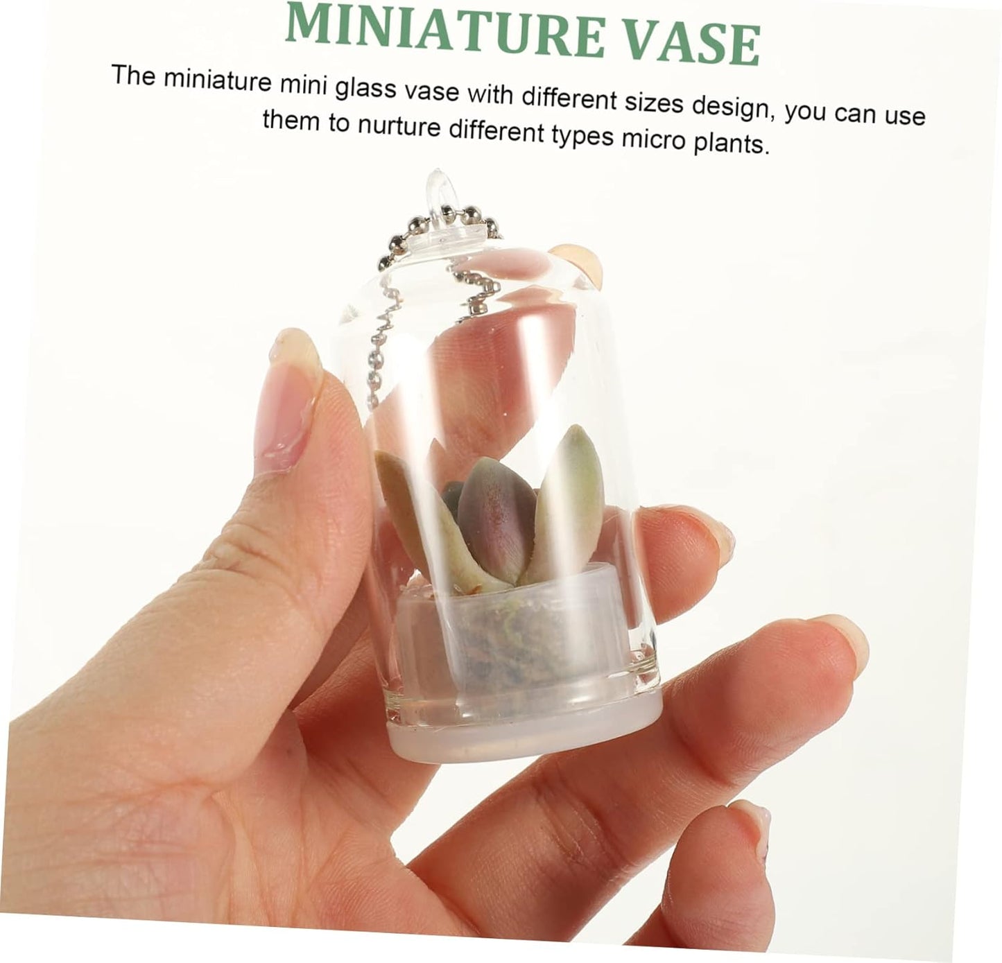 GANAZONO Miniature Glass Container Keychain Assorted Color Propagation Vases for Micro Plants Decorative Air Plant Terrarium for Backpacks and Keychains
