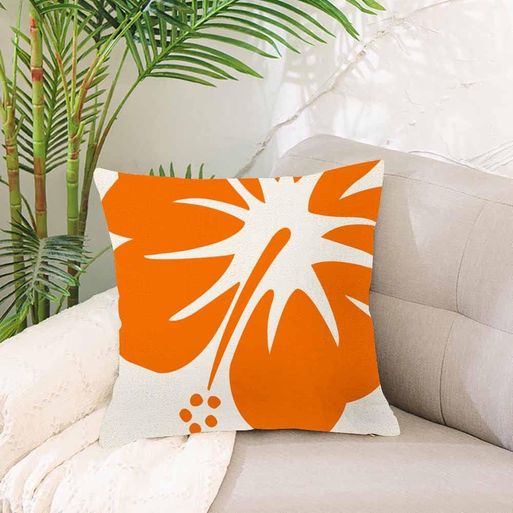 IBILIU Throw Pillow Covers Orange Hibiscus Cushion Pillow Case Home Decor Pillowcase 18x18 Inches