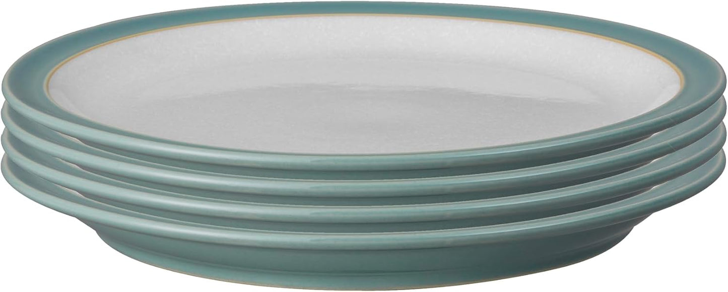 Denby - Elements Fern Green Dinner Plates Set of 4 - Contemporary Design - Ceramic Stoneware Tableware - Dishwasher & Microwave Safe - Scratch Resistant - 10.4in Large Everyday Dinnerware Plates