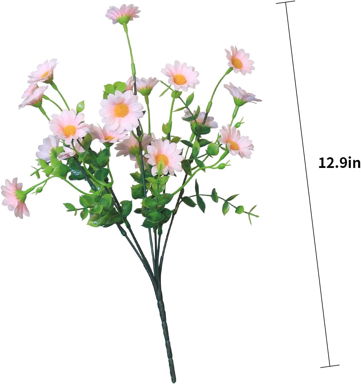 Fake Outdoor Flowers 8 Bundles Artificial Daisy Pink Flowers Outside Wild Plants Look Real Silk Flower Outside for Farmhouse Window Box Patio Front Porch Decor (8 Bundles Pink)