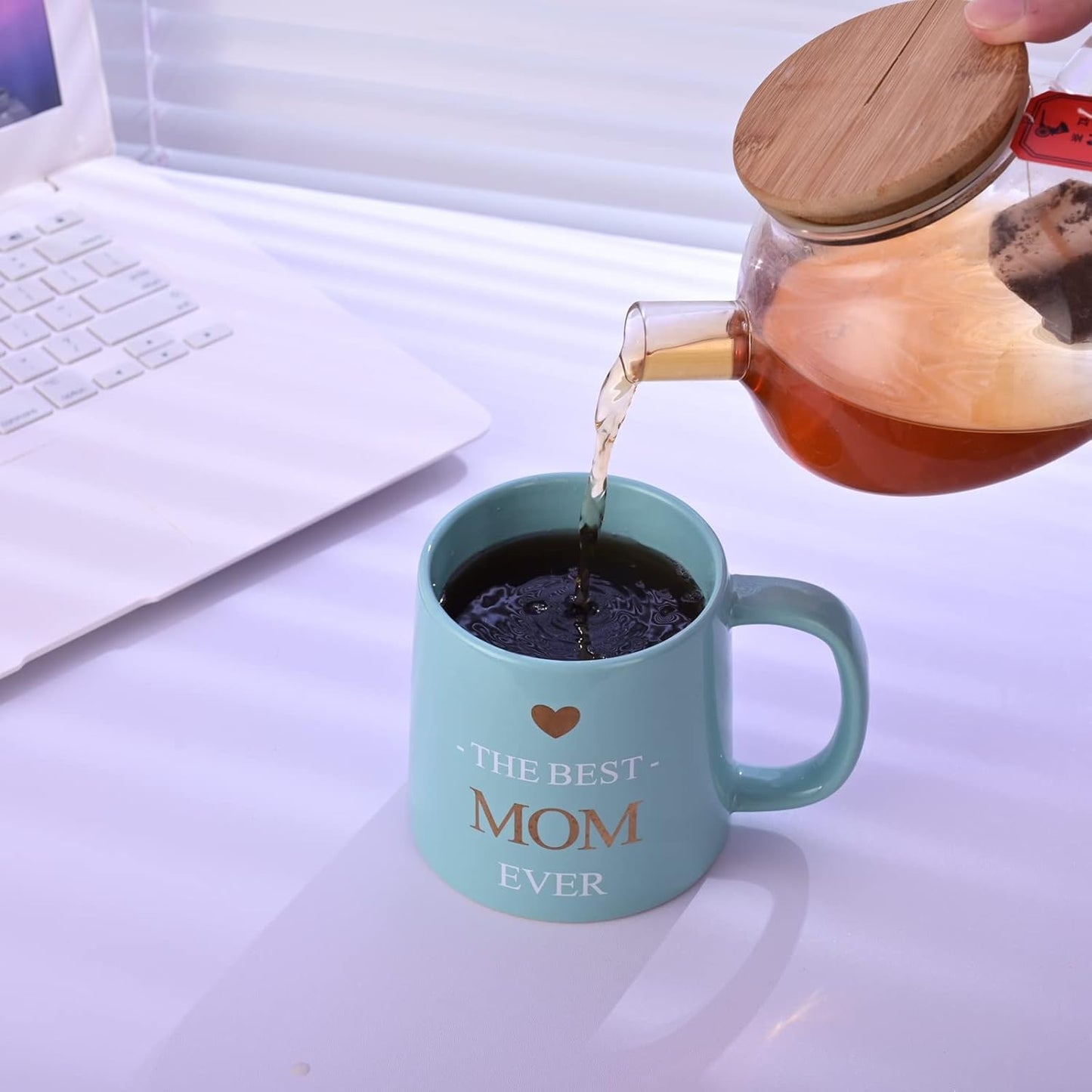 Miicol Funny Coffee Mug 16 oz, Cute Blue Coffee Cup, Large Ceramic Tea Mug, Gift Idea for Women, Mom, Tea Cup, Unique Gift for Birthday, Christmas, Mother's Day