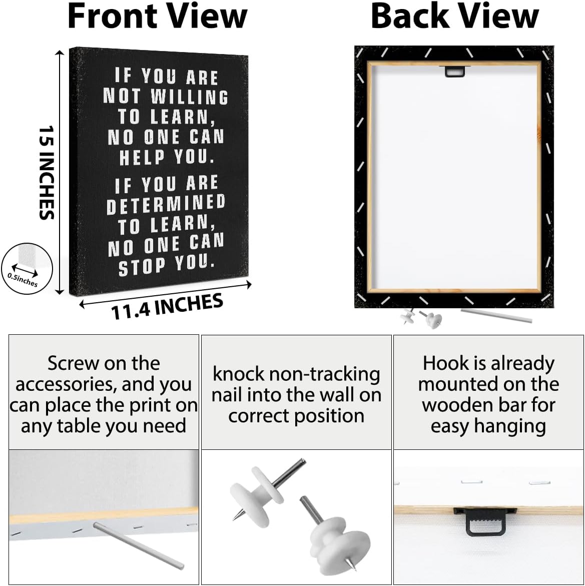 Inspirational Motivational Wall Art Decor, Motivational Quotes Poster Print Phrase Wall Art Positive Quotes, Positive Affirmations Wall Art Decor for Bedroom Office Classroom Study Gym Room