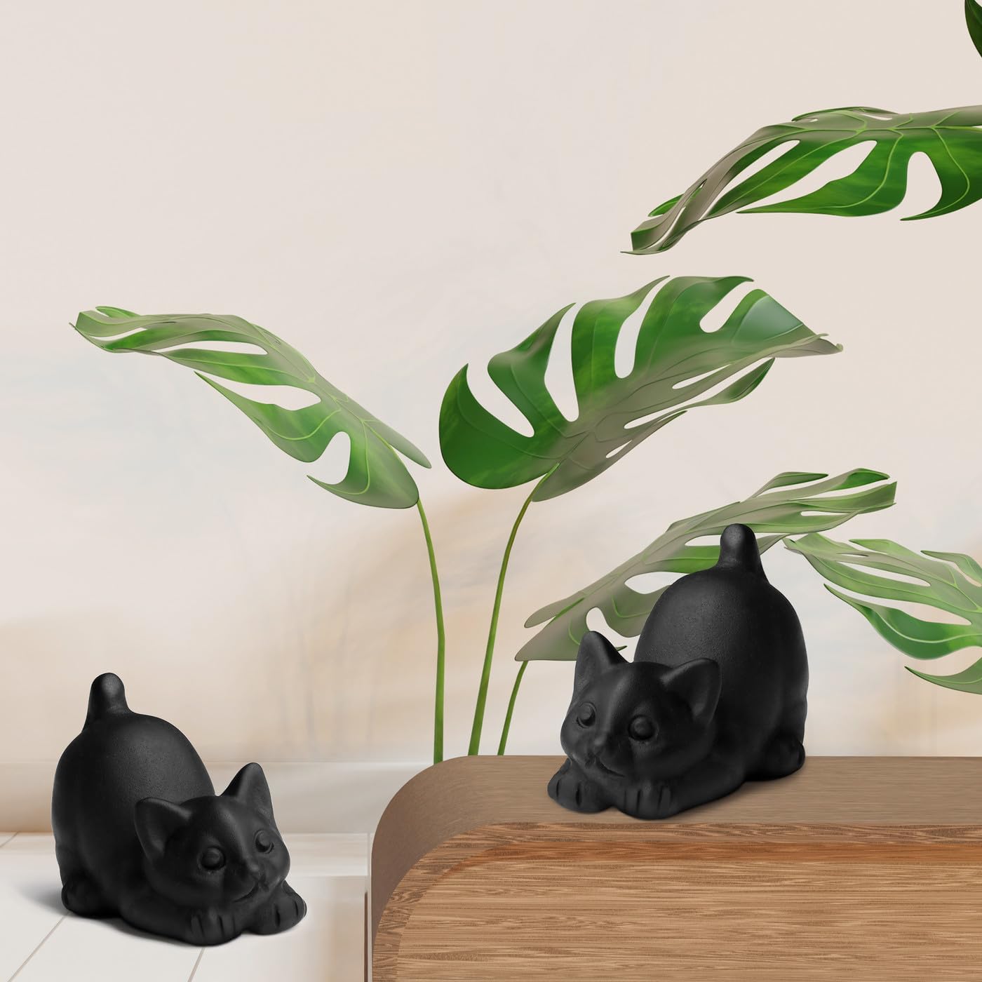 Black Cat Decor Statue Obsidian Crystal Cat Figurines Carved Room Decor for Desk Lazy Sculpture Handcrafted Healing Stone Natural Gemstones Spiritual Gifts for Cat Lovers