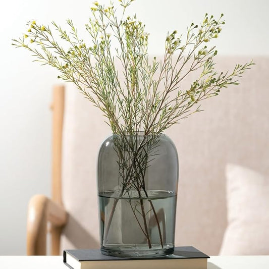 Sullivans Smoked Glass Vase, Flower Vase for Modern Home Decor, Minimalist Vase for Shelf and Table, Vases for Centerpieces, Living Room, Bedroom, Kitchen, and Office Decor (G8449)