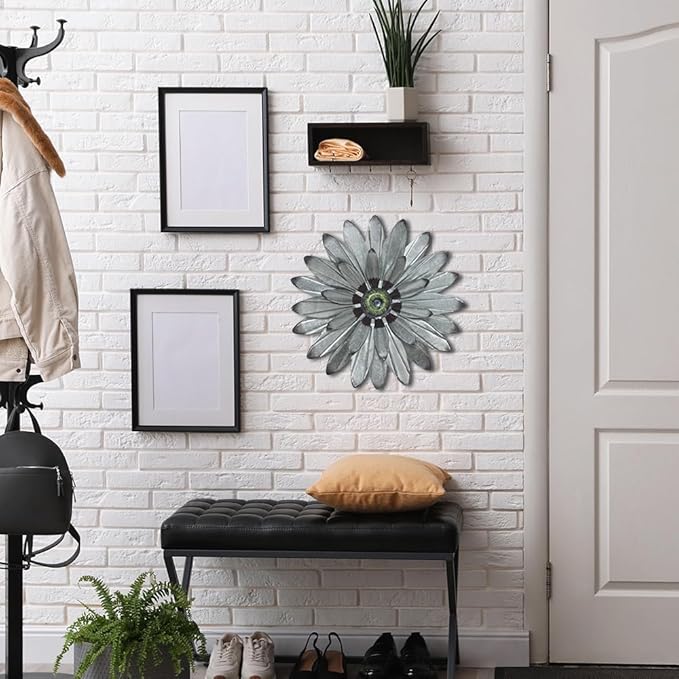 YEAHOME Metal Farmhouse Boho Wall Decor - 16'' Galvanized Wall Art Decorations Hanging for Bedroom, Living Room, Bathroom Office