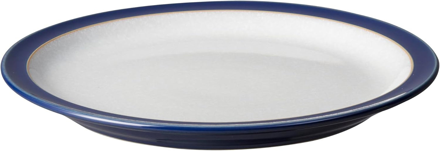 Denby - Elements Dark Blue Medium Plates Set of 4 - Contemporary Design - Ceramic Stoneware Tableware - Dishwasher & Microwave Safe - 8.6in Scratch Resistant Everyday Lunch, Salad Plates