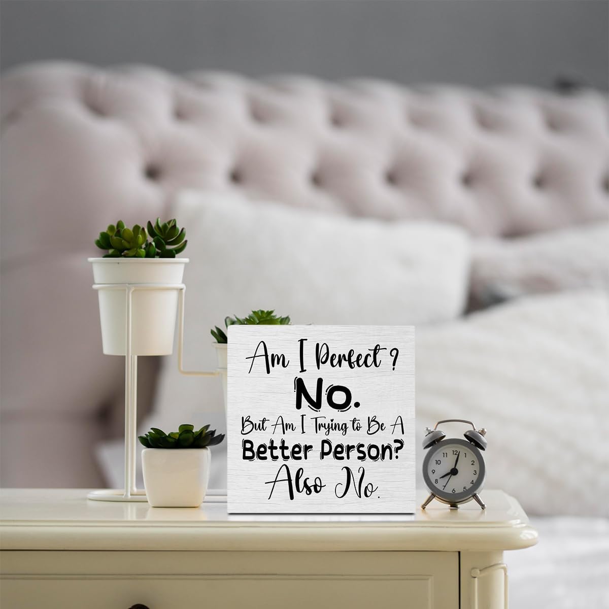 Funny Rustic Wooden Box Sign, Desk Decor Office Decor Supplies Sarcastic Sibling Friend Gifts Desk Accessories for Table Shelf Home Farmhouse Kitchen Decorations Wood Block Plaque Box Welcome Sign