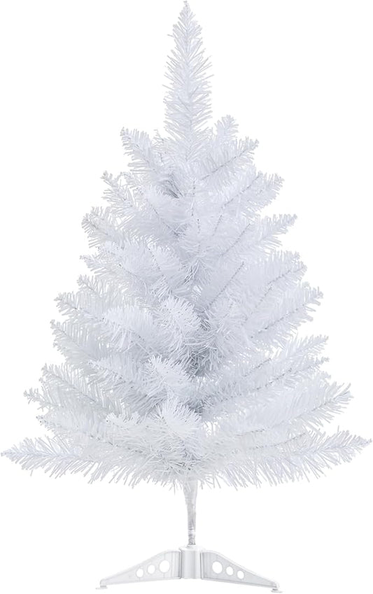 2FT Artificial Christmas Tree White Tabletop Christmas Tree with Plastic Stand Mini Xmas Pine Tree for Party Supplies Indoor Outdoor Holiday Home Decoration(White)